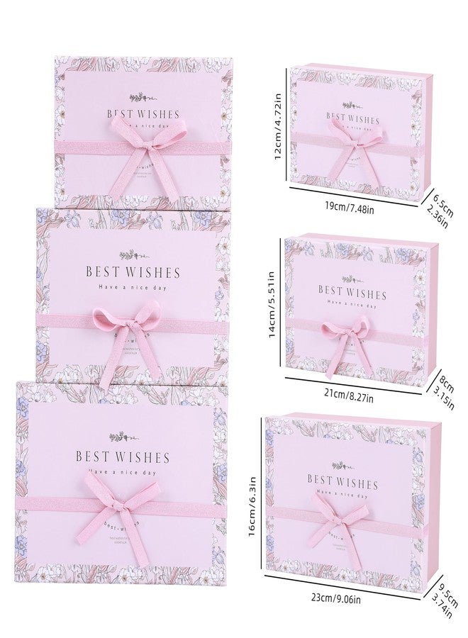 HOME ELEMENTS 3 Pcs Best Wishes Luxury Gift Boxes Set With Bow, Decorative Present Boxes,Bridesmaid Box For Hampers, Birthdays, Weddings & Events, Special Occasions (Green),Cardboard, Paper - Image 5
